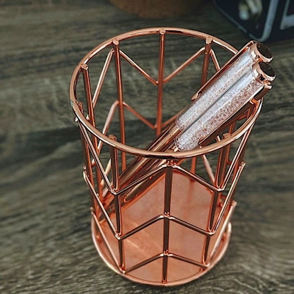 BLU MONACO || Glam Metal Pen/Brush Holder for Tabletop in Rose Gold 🏵️